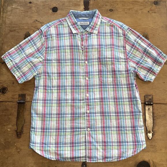 Tommy Bahama Other - Mens Tommy Bahamas Pink/Blue Striped Shirt Size Medium